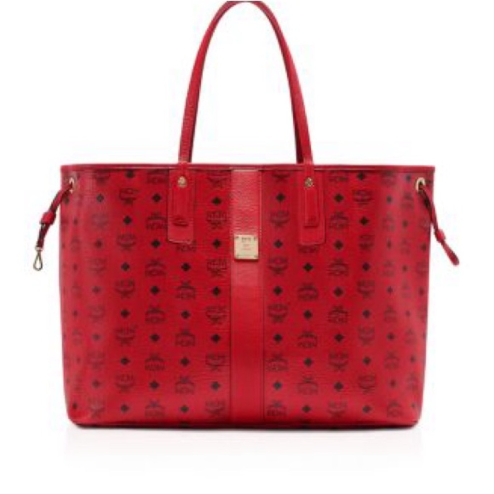 Red MCM Tote Bag